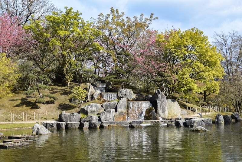 Japanese garden with rocks